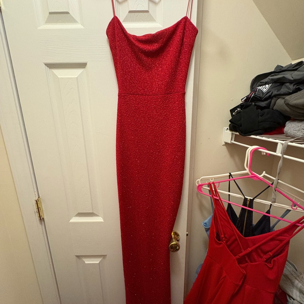 Windsor Red Spaghetti Strap Sleeveless Cocktail Gown